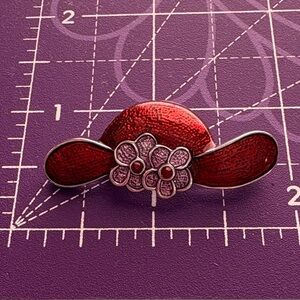 Lia Sophia Red and Pink Floral Brooch